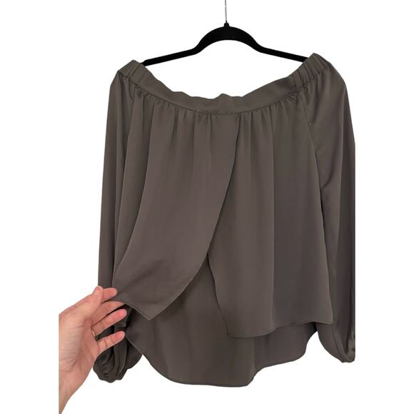 2/$30 L'Academie M Gray Mushroom Off Shoulder Blouse Open Back BEEHIVESALE230 - Picture 9 of 11